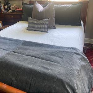 Custom Queen Size Mohair and Wool Reversible Comforter and Pillow Set